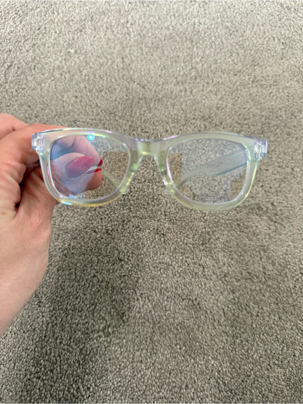 Translucent Iridescent Square Frame Glasses